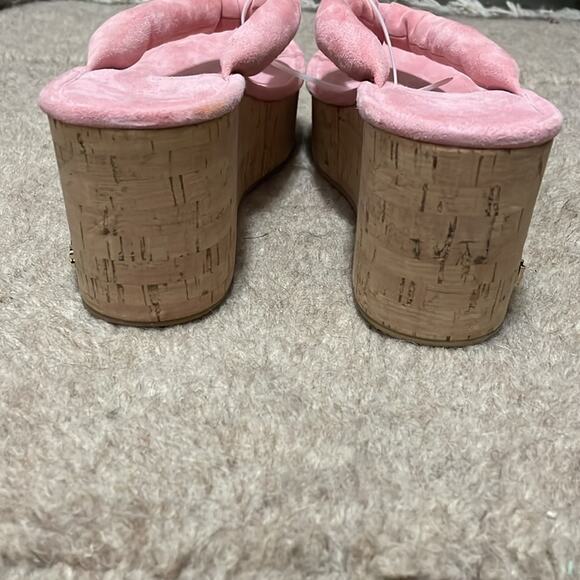 Veronica Beard Thong Platform Wedge Pink Suede 8.5 - Picture 5 of 10
